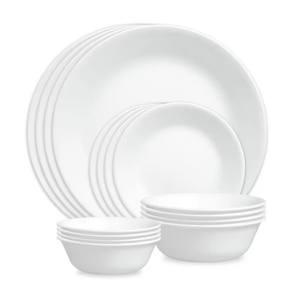 Winter Frost White 16-piece Mugless Dinnerware Set, Service for 4